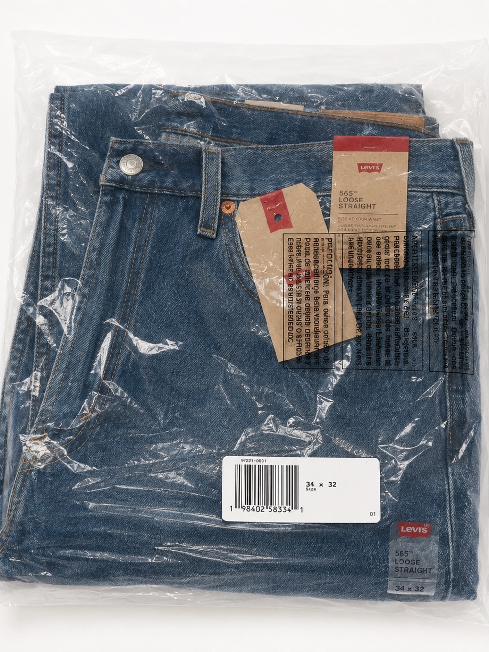 NWT Sealed Levi’s 565 Loose Straight Jeans Men’s 34x32 Medium Wash